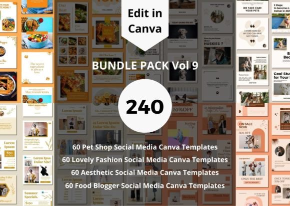 Effortless Content Creation with 240 Social Media Canva Templates