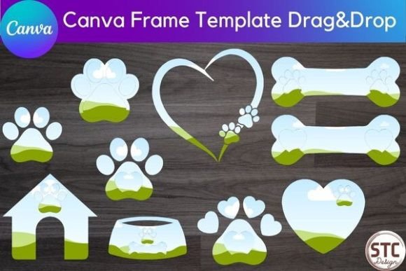 Paw Print Canva Frame Template Bundle: Creative Design Made Simple
