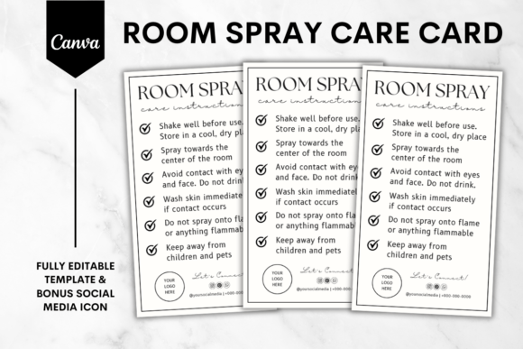 Room Spray Care Card Canva Template 4: Professional Branding