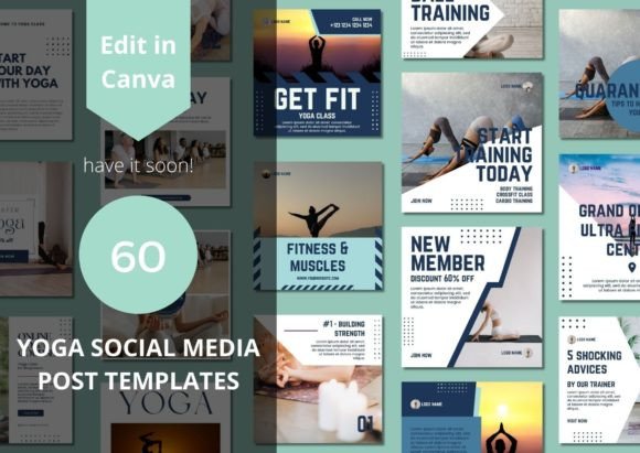 Transform Your Feed with 60 Yoga Social Media Canva Templates